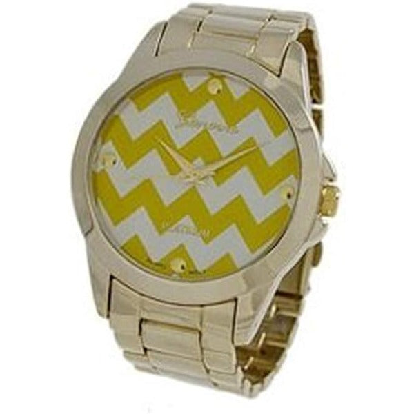 Platinum Women's Chevron Print Link Watch