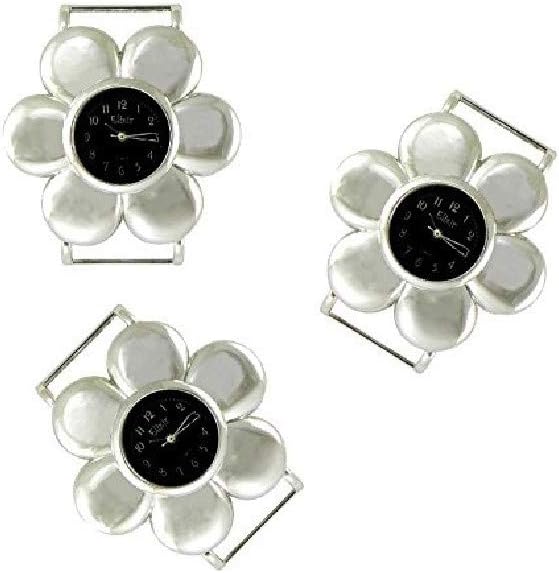 K-Musculo TVT 2pcs Flower Ribbon Watch Faces for Your Interchangeable Beaded Bands TVT-4159 (Black)