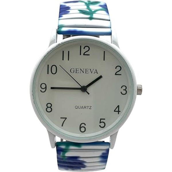 Floral Design Stretch Band Watch 48mm Alloy Case Excellent Watches Japanese Quartz Women’s 48mm Alloy Case
