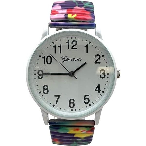 Floral Design Stretch Band Watch 48mm Alloy Case Excellent Watches Japanese Quartz Women’s 48mm Alloy Case