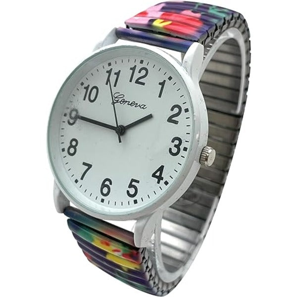Floral Design Stretch Band Watch 48mm Alloy Case Excellent Watches Japanese Quartz Women’s 48mm Alloy Case