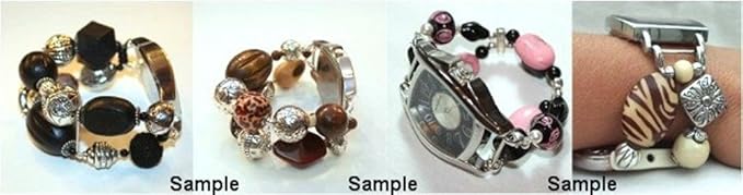 PlanetZia 2pcs Square Dotted Ribbon Watch Faces for Your Interchangeable Beaded Bands