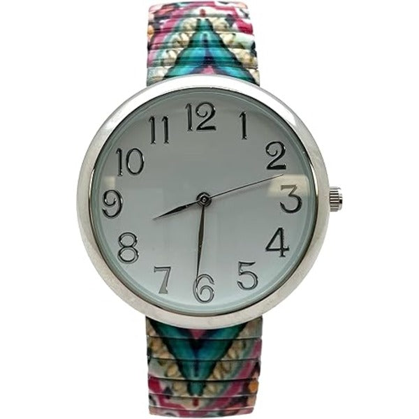 Floral Design Stretch Band Watch 48mm Alloy Case Excellent Watches Japanese Quartz Women’s 48mm Alloy Case