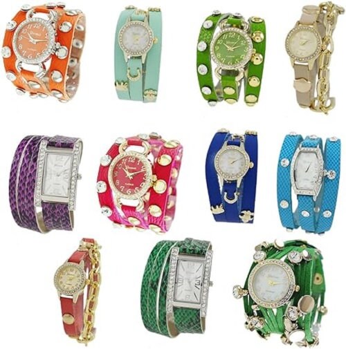 Ewatchwholesale Watch Faces Lot, Silicone Band Watch Set Analog Quartz Unisex Watches, Mixed Colors Silicone Strap Wristwatches