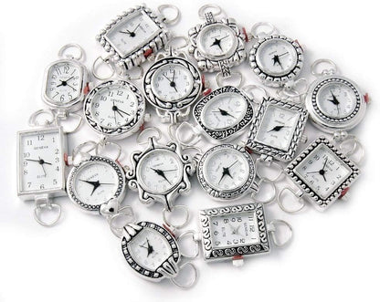 10 Mix Silver Tone Geneva Elite Watch Faces for Beading, Loops and Battery Included