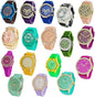 Ewatchwholesale Watch Faces Lot, Silicone Band Watch Set Analog Quartz Unisex Watches, Mixed Colors Silicone Strap Wristwatches