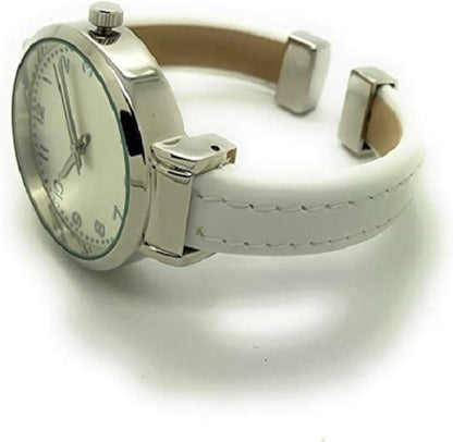 Ladies Plain Leather Round Bangle with Easy Read Excellent Watches Bangle Cuff Fashion Watch