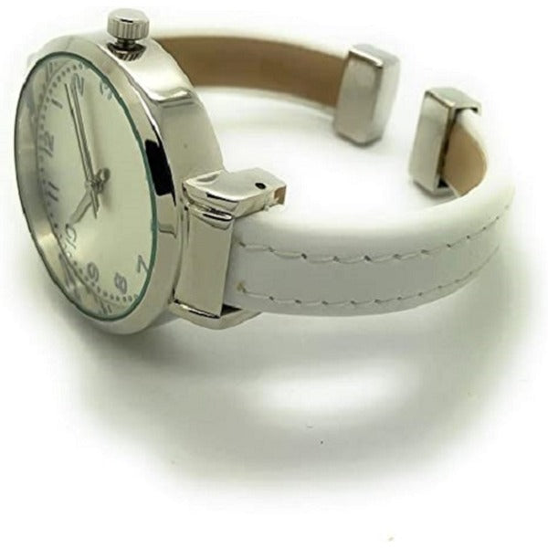 Ladies Plain Leather Round Bangle with Easy Read Excellent Watches Bangle Cuff Fashion Watch