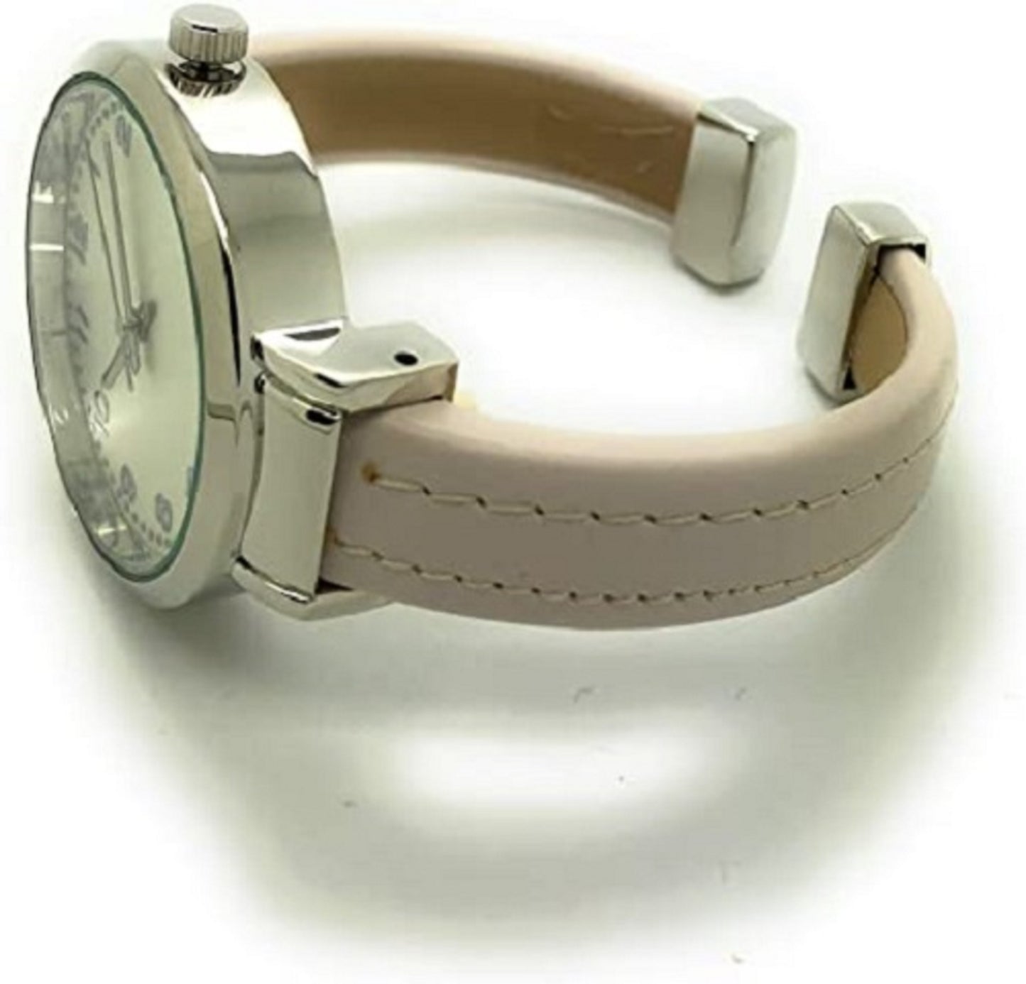 Ladies Plain Leather Round Bangle with Easy Read Excellent Watches Bangle Cuff Fashion Watch