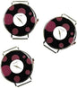 PlanetZia 2pcs Round Dotted Ribbon Watch Faces for Your Interchangeable Beaded Bands TVT-5748 (Black/Purple Dots)