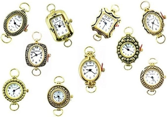 K-Musculo 5pcs Geneva, Narmi, Trendz Gold Tone Looped Beading Watch Faces Mix + Free Beads