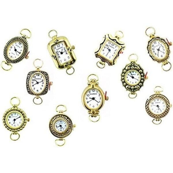 K-Musculo 5pcs Geneva, Narmi, Trendz Gold Tone Looped Beading Watch Faces Mix + Free Beads