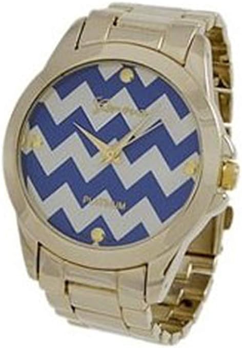 Platinum Women's Chevron Print Link Watch