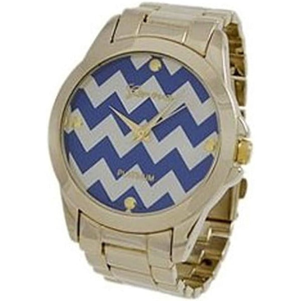 Platinum Women's Chevron Print Link Watch