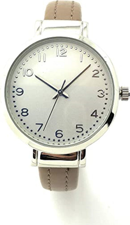 Ladies Plain Leather Round Bangle with Easy Read Excellent Watches Bangle Cuff Fashion Watch