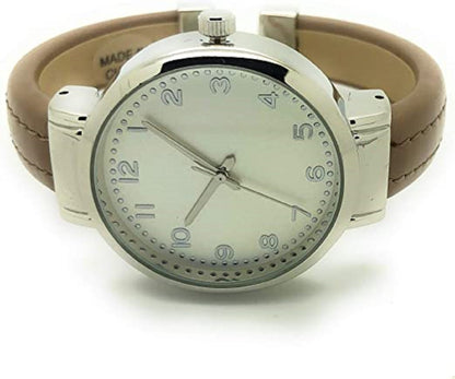 Ladies Plain Leather Round Bangle with Easy Read Excellent Watches Bangle Cuff Fashion Watch