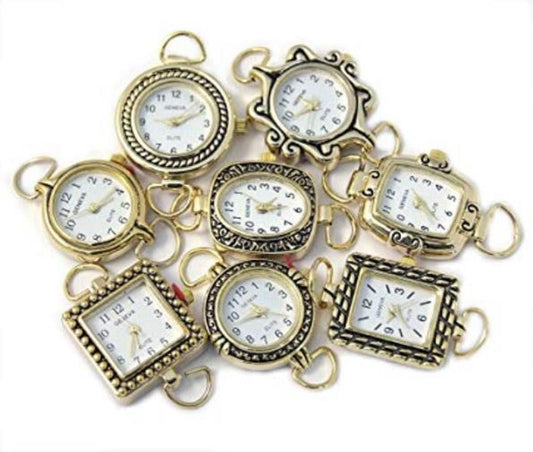 Mix Geneva Elite Watch Faces for Beading (5 PCs), Loops and Battery Included (Gold)