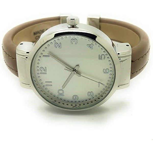 Ladies Plain Leather Round Bangle with Easy Read Excellent Watches Bangle Cuff Fashion Watch