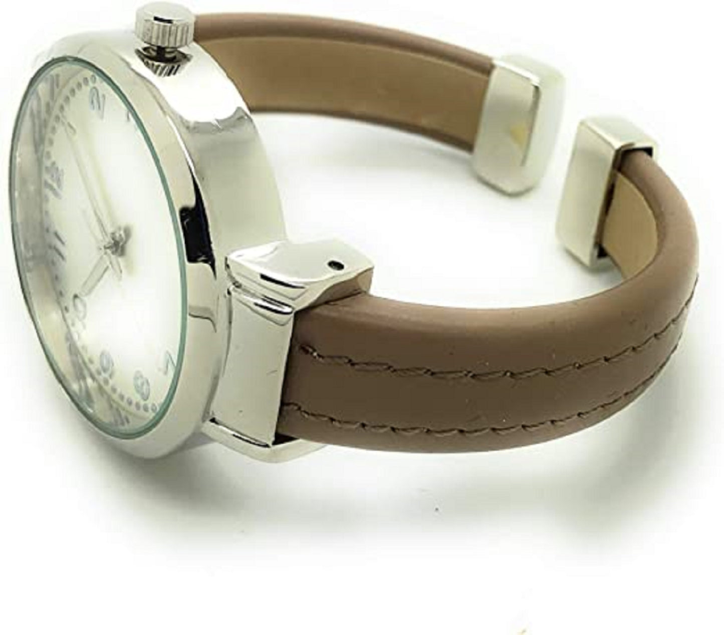 Ladies Plain Leather Round Bangle with Easy Read Excellent Watches Bangle Cuff Fashion Watch