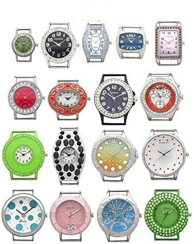Assorted Solid bar Color Watch Faces with Rhinestone - 5 PCs
