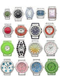 Assorted Solid bar Color Watch Faces with Rhinestone - 5 PCs