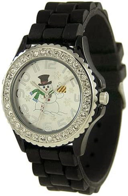 Christmas Tree, Santa Claus, Snowman and Snowflake Big Face Watch with Glitter and Rhinestones, Holiday Gifts Lot