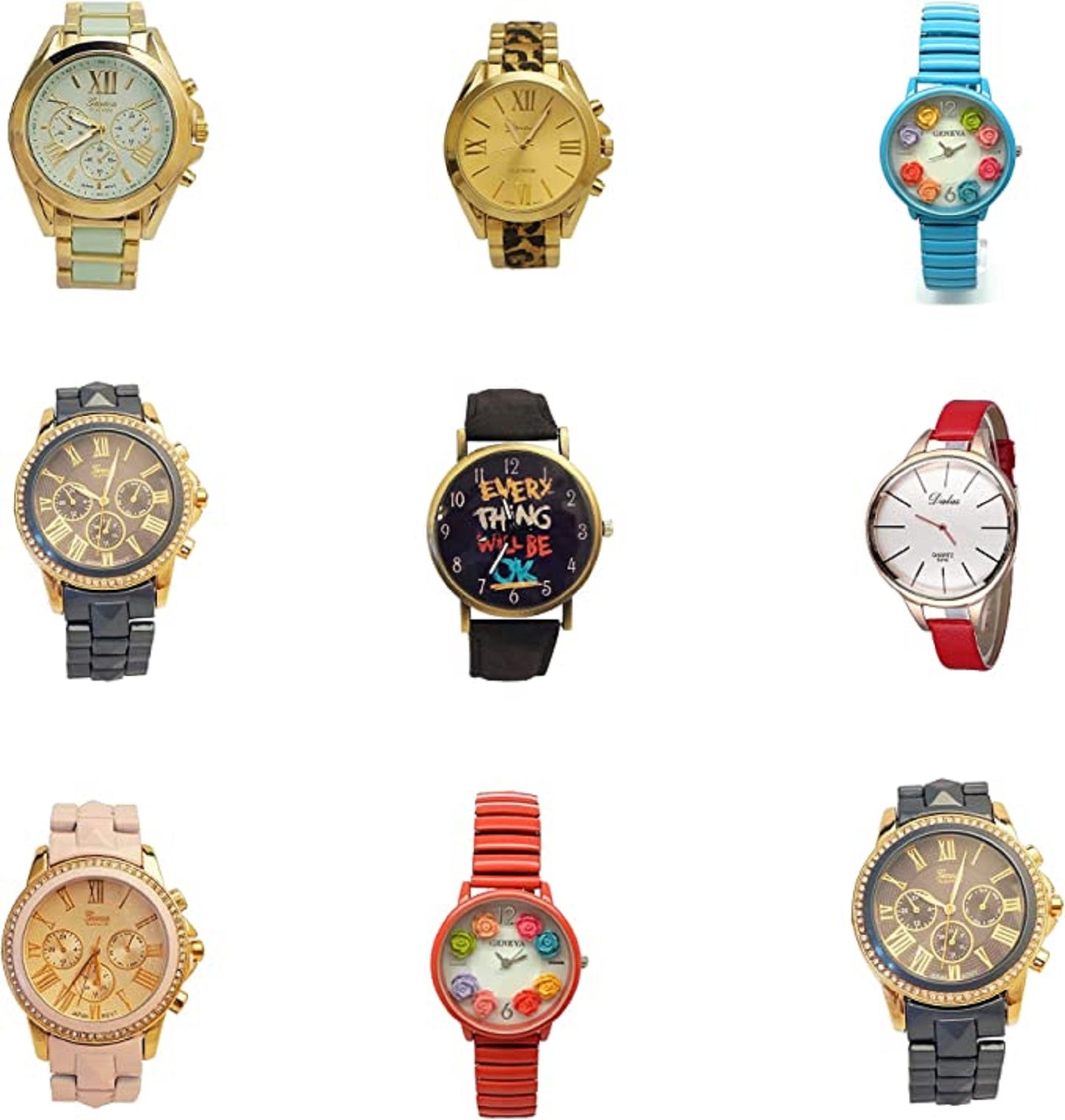 Excellent Watches Unisex Fashion Wristwatch for Halloween and Christmas Surprise Gifts for Husband, Wife and Parents, Mix 3 Pcs lot