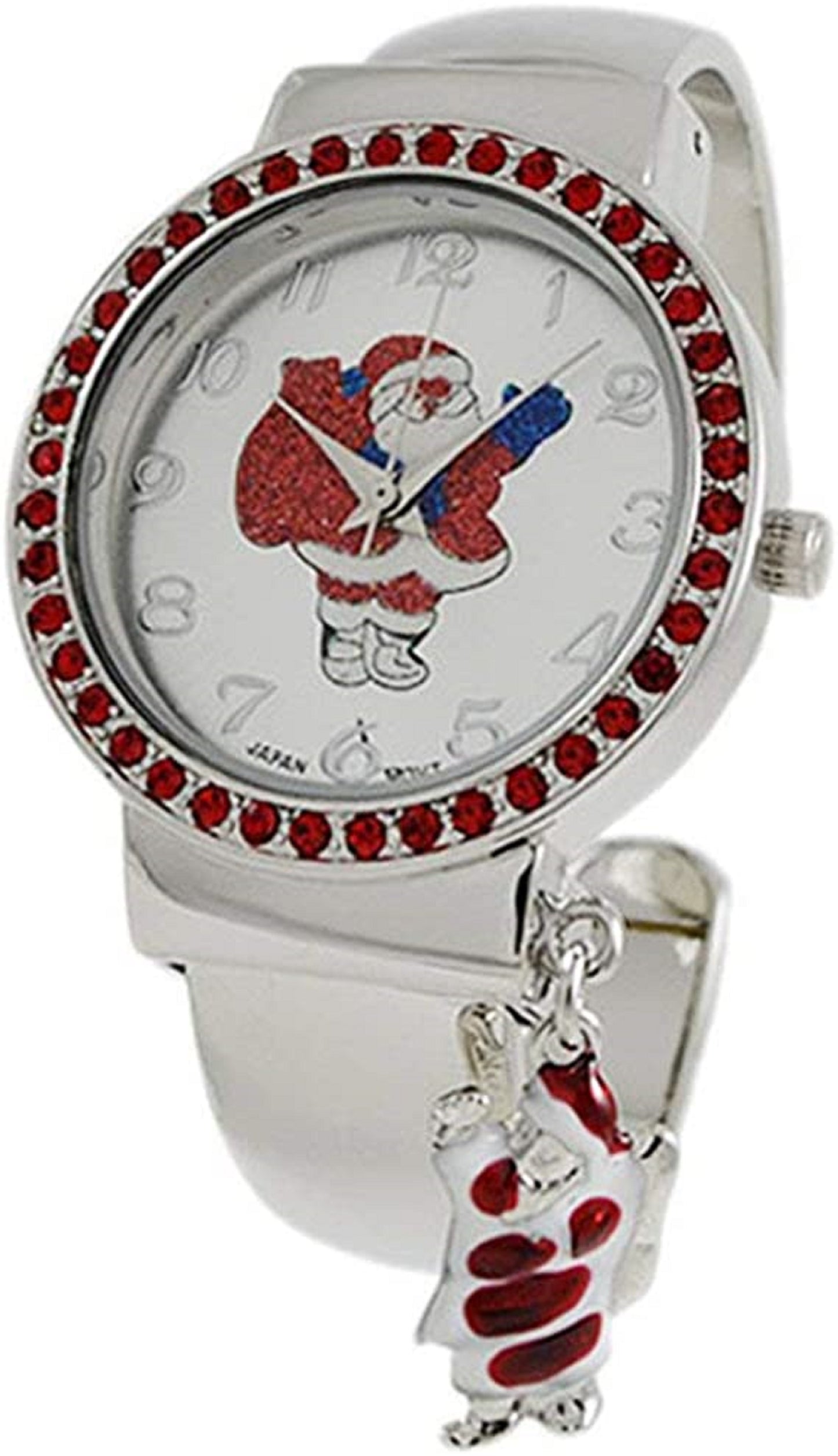 Christmas Tree, Santa Claus, Snowman and Snowflake Big Face Watch with Glitter and Rhinestones, Holiday Gifts Lot