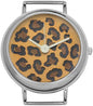 BeadSmith Watch Faces, Round with Leopard Print Face 43mm, Imitation Rhodium Plated