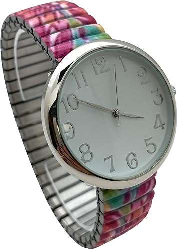 Floral Design Stretch Band Watch 48mm Alloy Case Excellent Watches Japanese Quartz Women’s 48mm Alloy Case