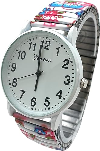 Floral Design Stretch Band Watch 48mm Alloy Case Excellent Watches Japanese Quartz Women’s 48mm Alloy Case