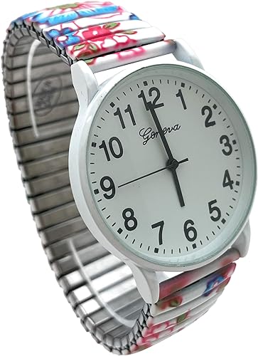 Floral Design Stretch Band Watch 48mm Alloy Case Excellent Watches Japanese Quartz Women’s 48mm Alloy Case