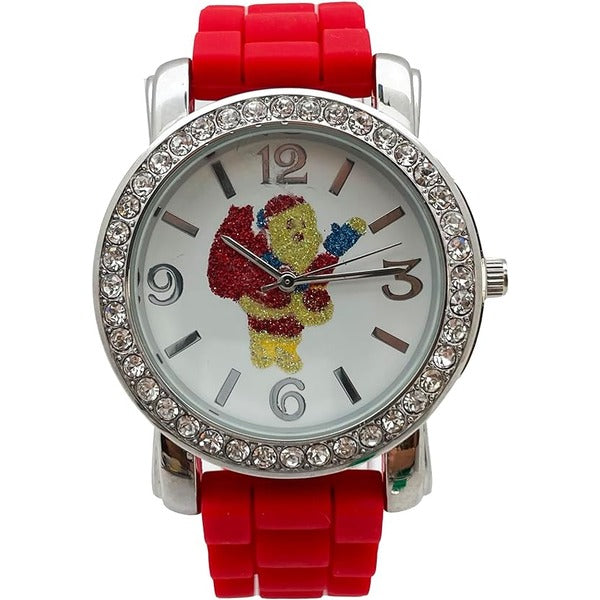 Excellent Watches Christmas Tree, Santa Claus, Snowman and Snowflake Big Face Watch with Glitter and Rhinestones, Holiday Gift