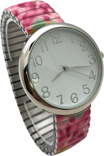 Floral Design Stretch Band Watch 48mm Alloy Case Excellent Watches Japanese Quartz Women’s 48mm Alloy Case