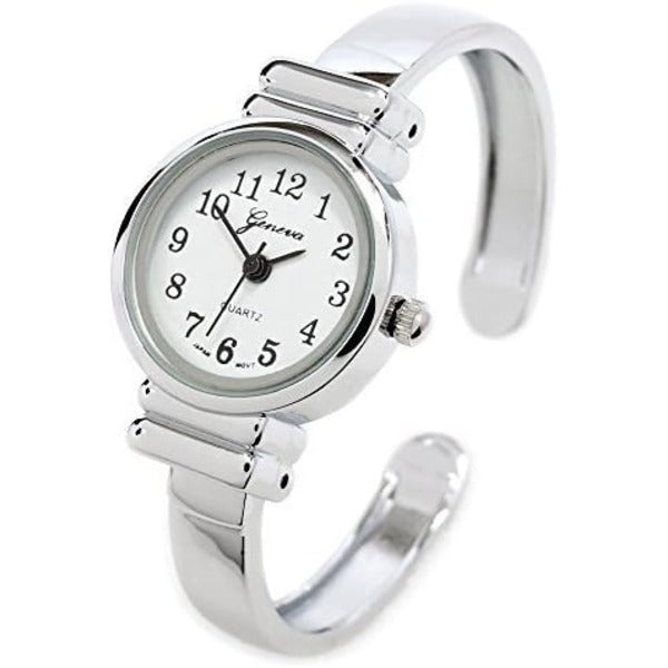 Metal Band Petite Size Women's Bangle Cuff Watch For Women