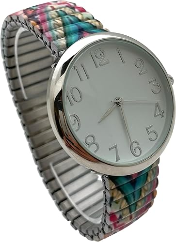 Floral Design Stretch Band Watch 48mm Alloy Case Excellent Watches Japanese Quartz Women’s 48mm Alloy Case