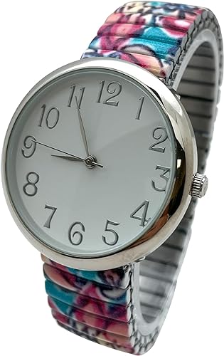 Floral Design Stretch Band Watch 48mm Alloy Case Excellent Watches Japanese Quartz Women’s 48mm Alloy Case